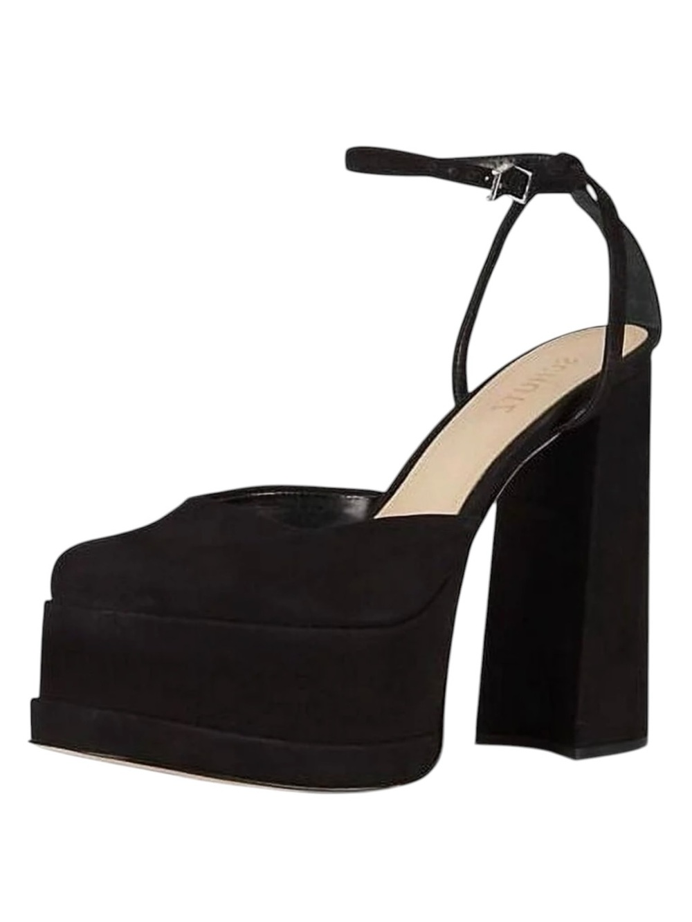 Schutz Luan Black Ankle Strap Block Heel Platform Pumps Women's Shoes Size 7.5